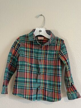 Plaid Button-Down Boys’ Shirt - Teal & Red